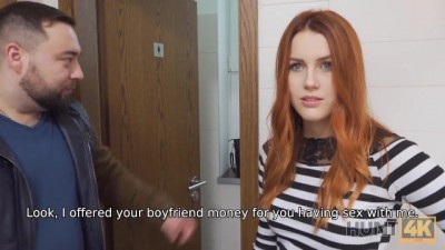 Redhead Belle Fucked by Stranger in Public Toilet While BF Watches