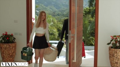 Fiery Redhead Unleashes a Naughty Free Show for Her Boss' Stepson